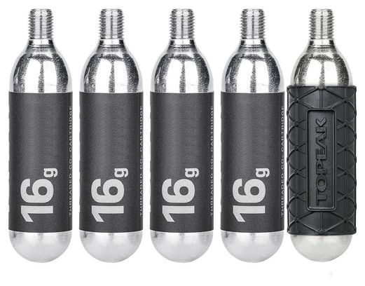 Lot de 5 cartouches CO2 Topeak 16g   manchon silicone