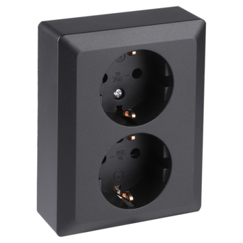 Q-Link Inbouw Dubbel Geaard Stopcontact Zwart
