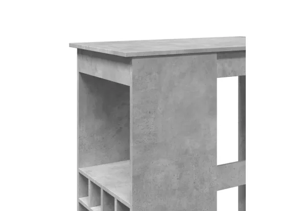 Table de bar avec étagères gris béton bois d'ingénierie