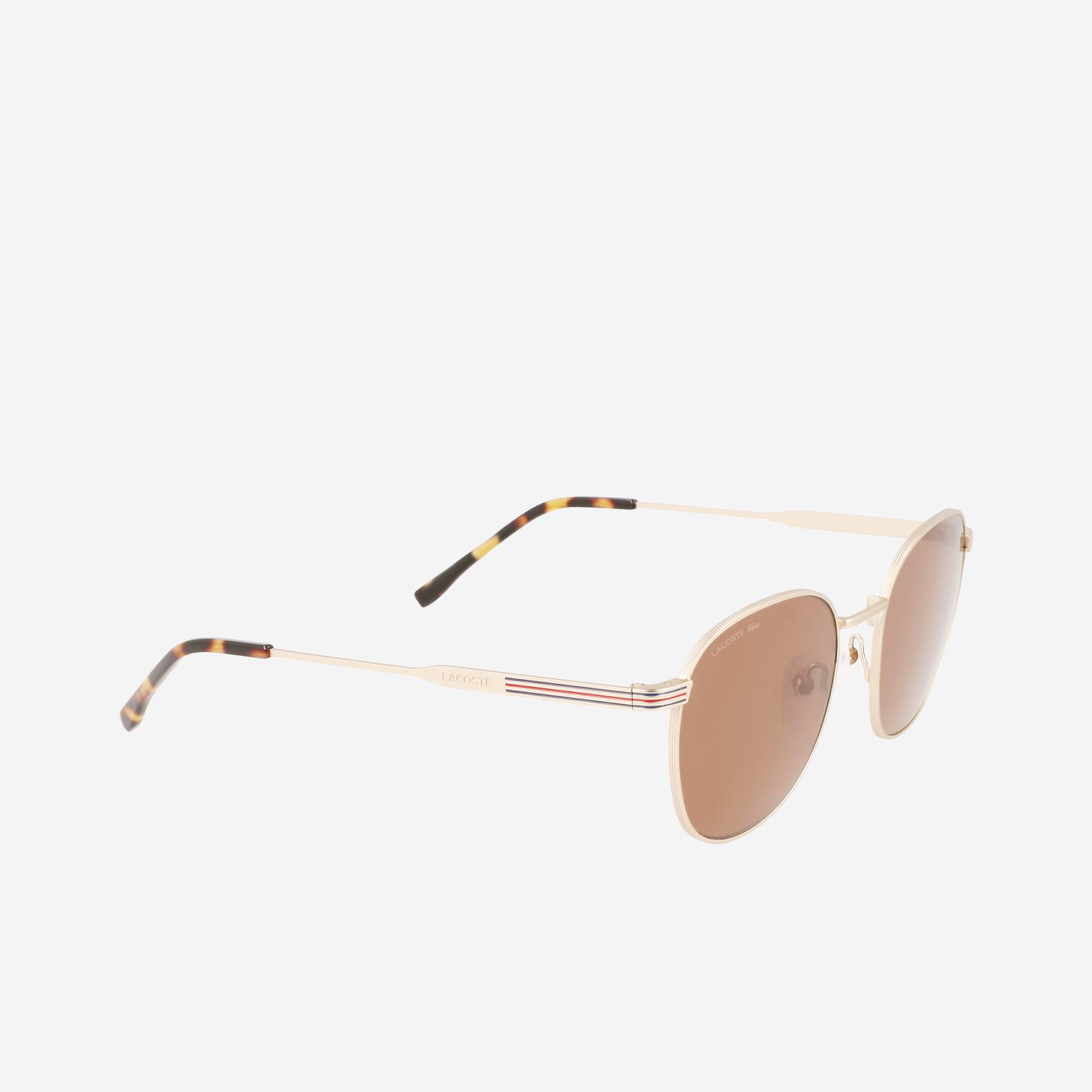 Lunettes de soleil ovales unisexes Metal Line en métal Lunettes de soleil - Marron - Lacoste - Unisex