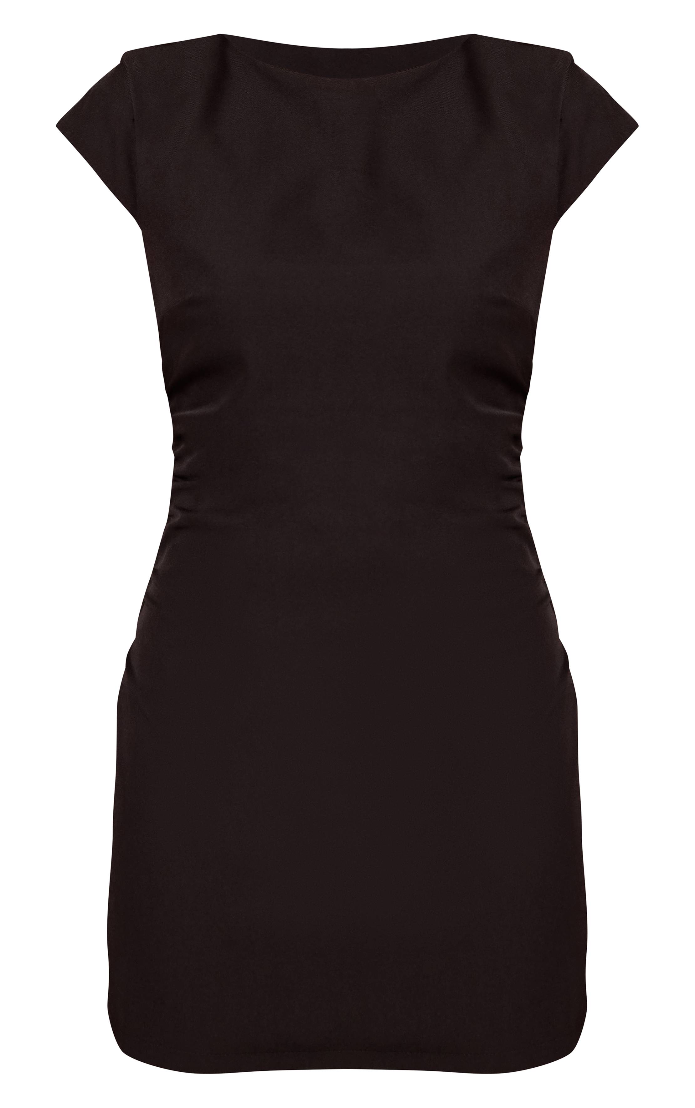 Noir Robe Moulante Col Bateau En Tissu Tissé Ajusté