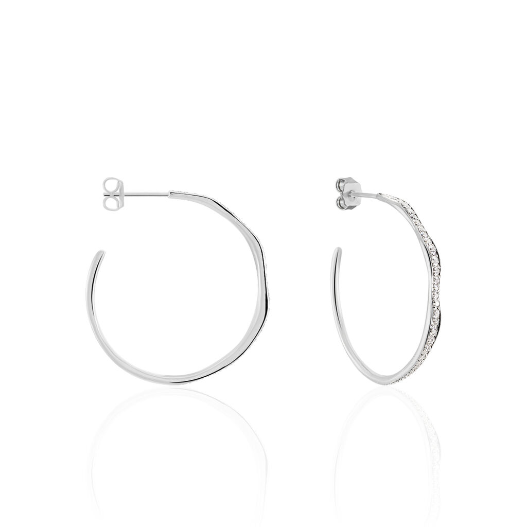 Créoles Catalina Rondes Argent Blanc Oxyde De Zirconium