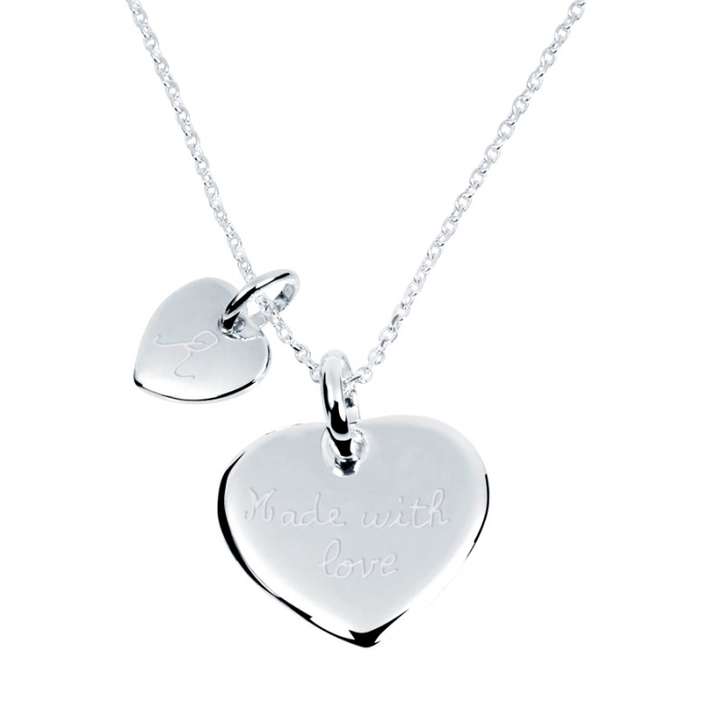 Collier coeur et mini coeur en argent