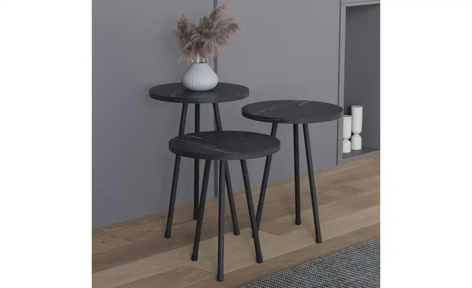 Couchtisch 3er-Set 35 cm 35 cm 35x35 Schwarz