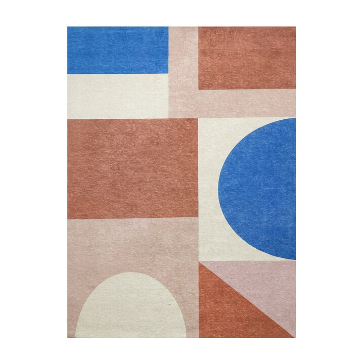 Geometrisch vloerkleed - Swing Shapes Blauw/Roze