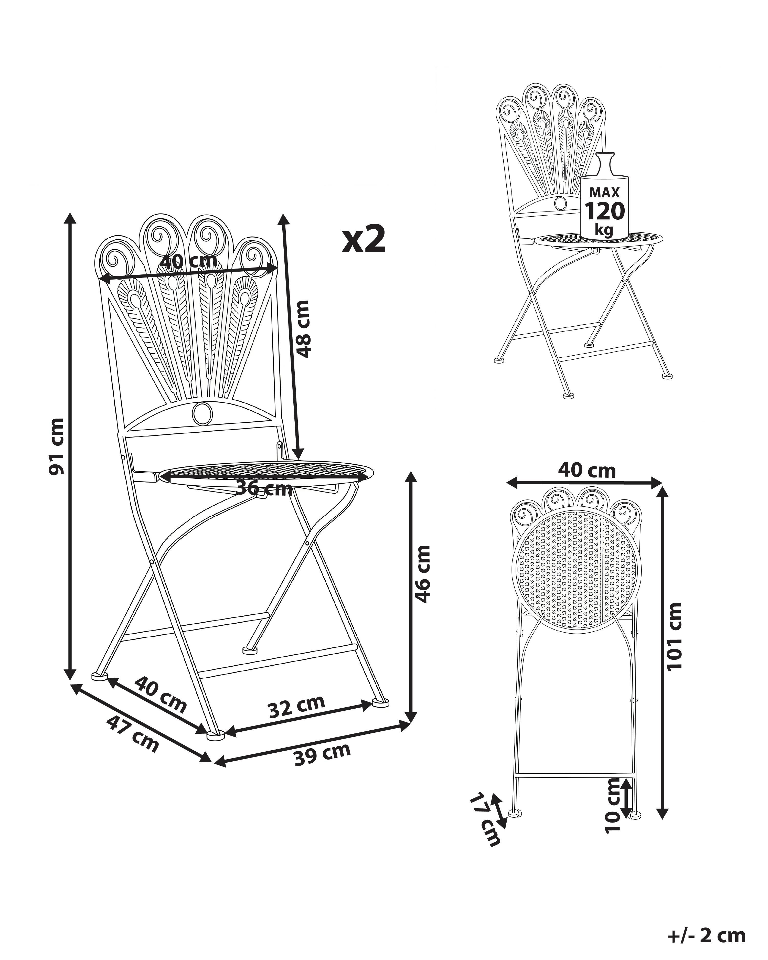 Set van 2 tuinstoelen PAVIA inklapbaar Metaal Gebroken wit