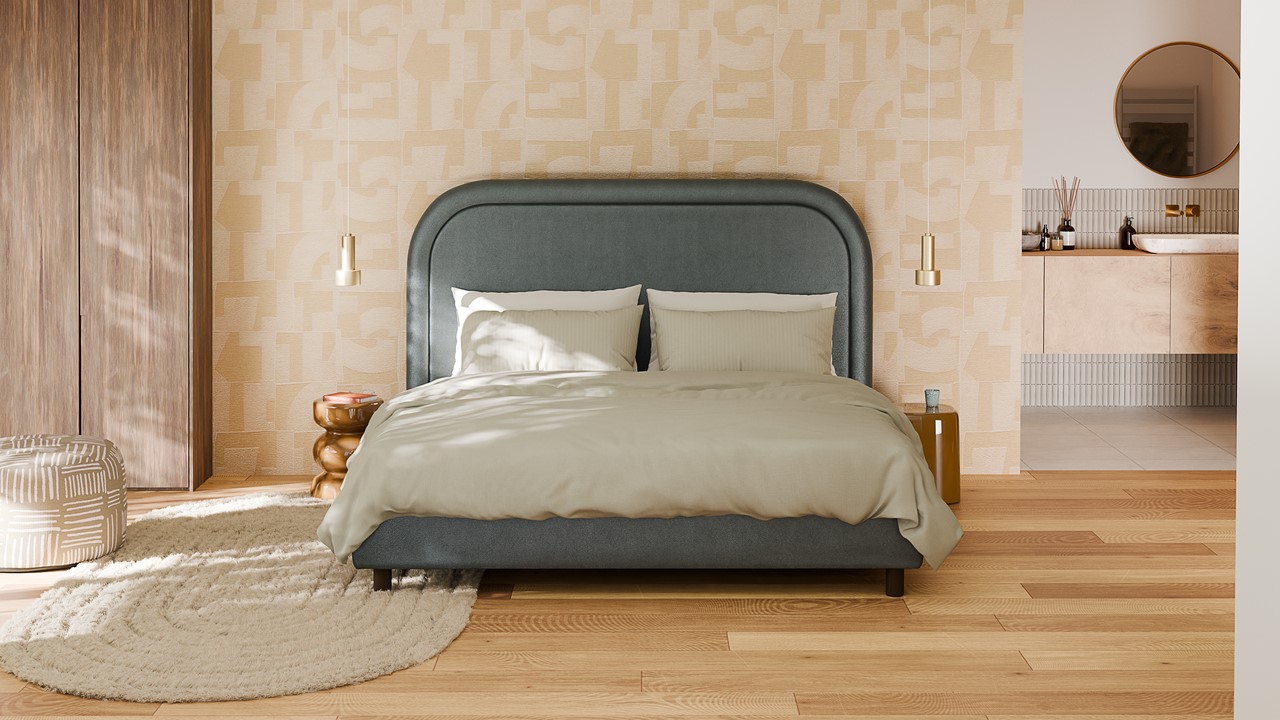 Bed Amber - Velvet glow grey blue