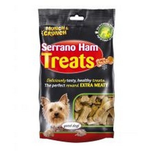 Petisco de presunto Serrano e frango para cães, sabor natural.