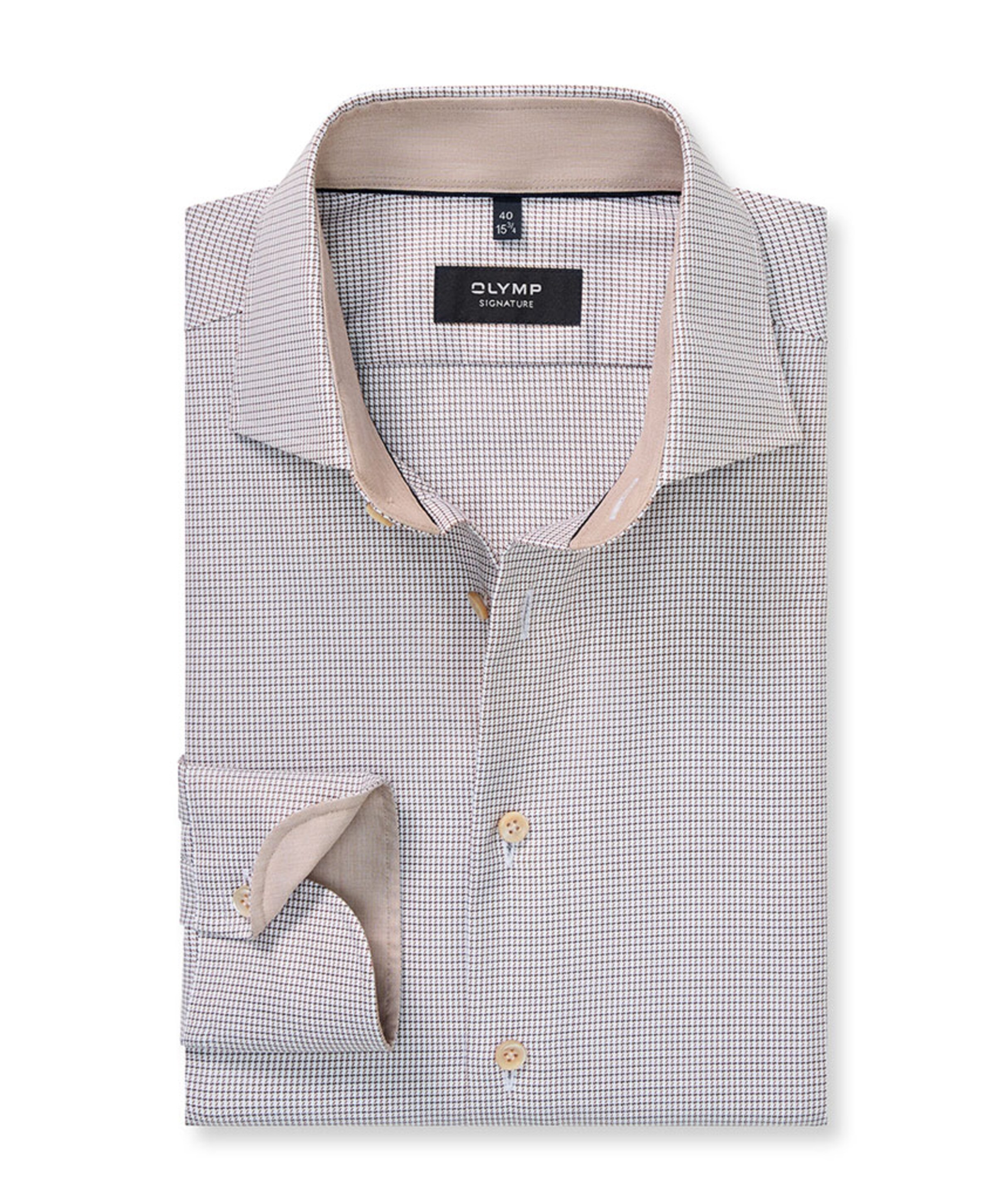 Olymp-Signature Heren overhemd lange mouw beige