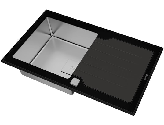TEKA - Evier à encastrer Diamond RS15 , verre trempé, cuve inox, 115100011