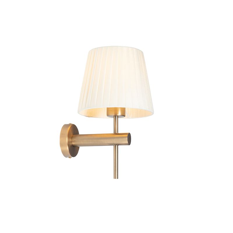Moderne wandlamp brons met witte kap - Pluk