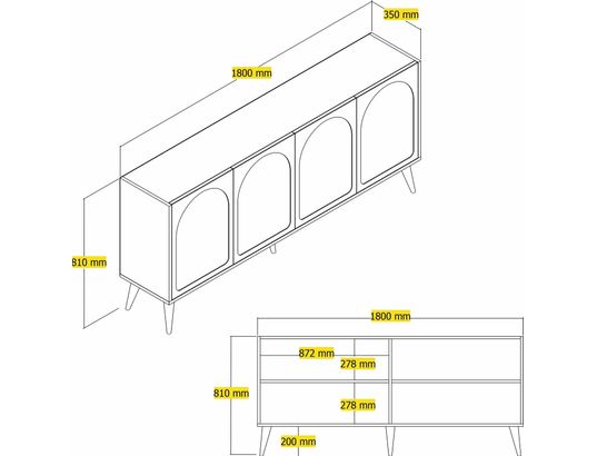 CONCEPT1 - Bahut Lyon atlas noyer 180 x 35 x 81cm