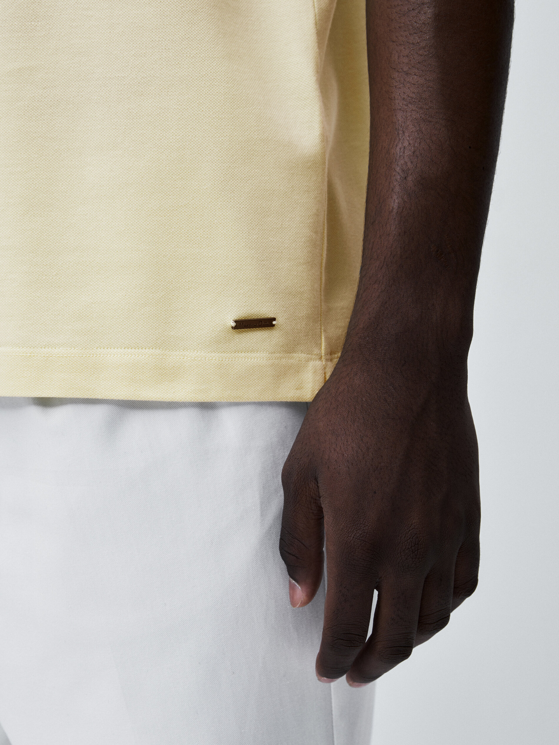 Polo piqué 100% algodão contraste - AMARELO