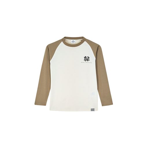 Mads Nørgaard Single Thorlino Raglan Langærmet T-shirt, Almond Milk/Lead Gray, 16 år