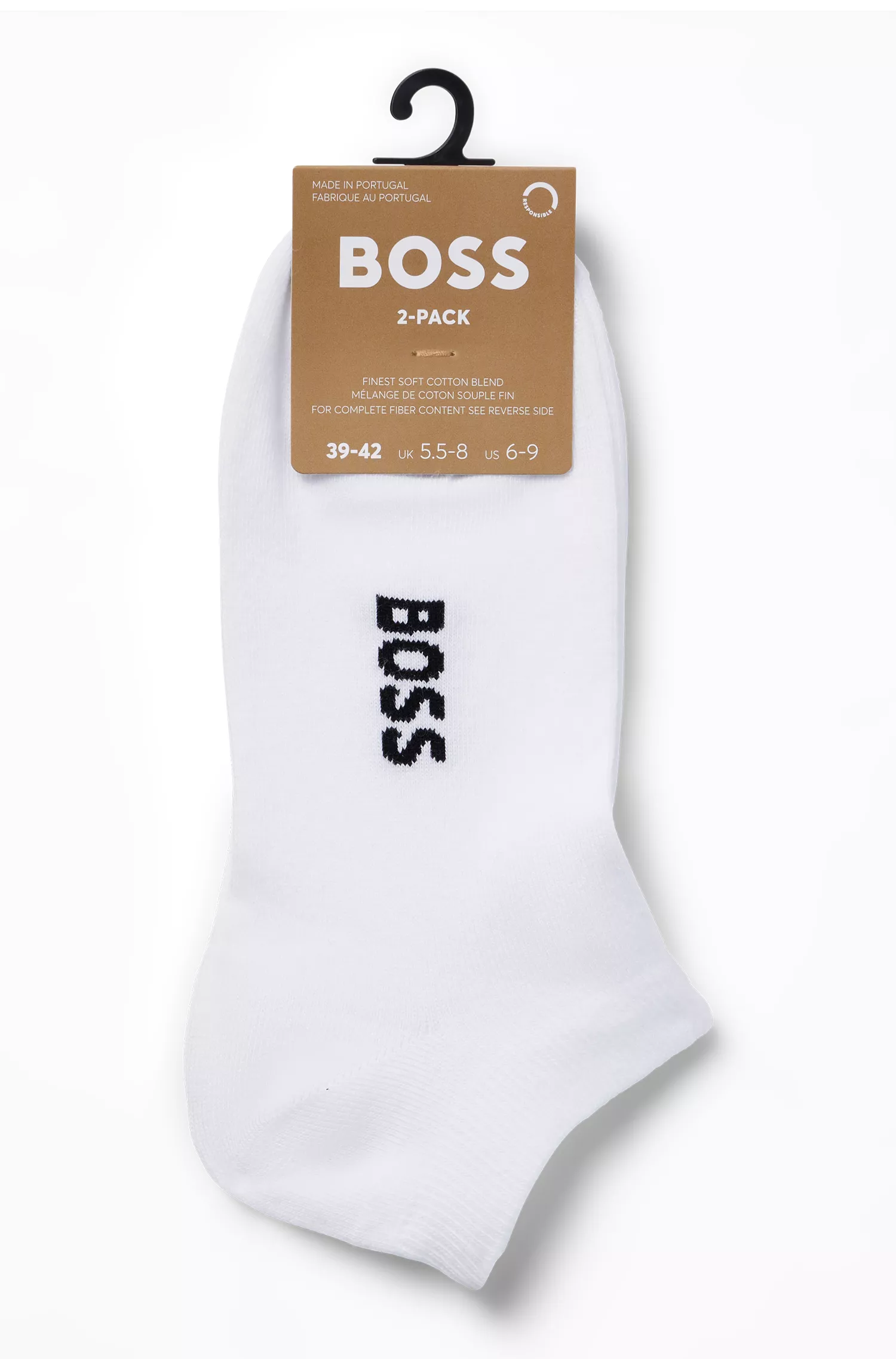 BOSS Preto - Pacote com dois pares de meias até o tornozelo com detalhes do logotipo