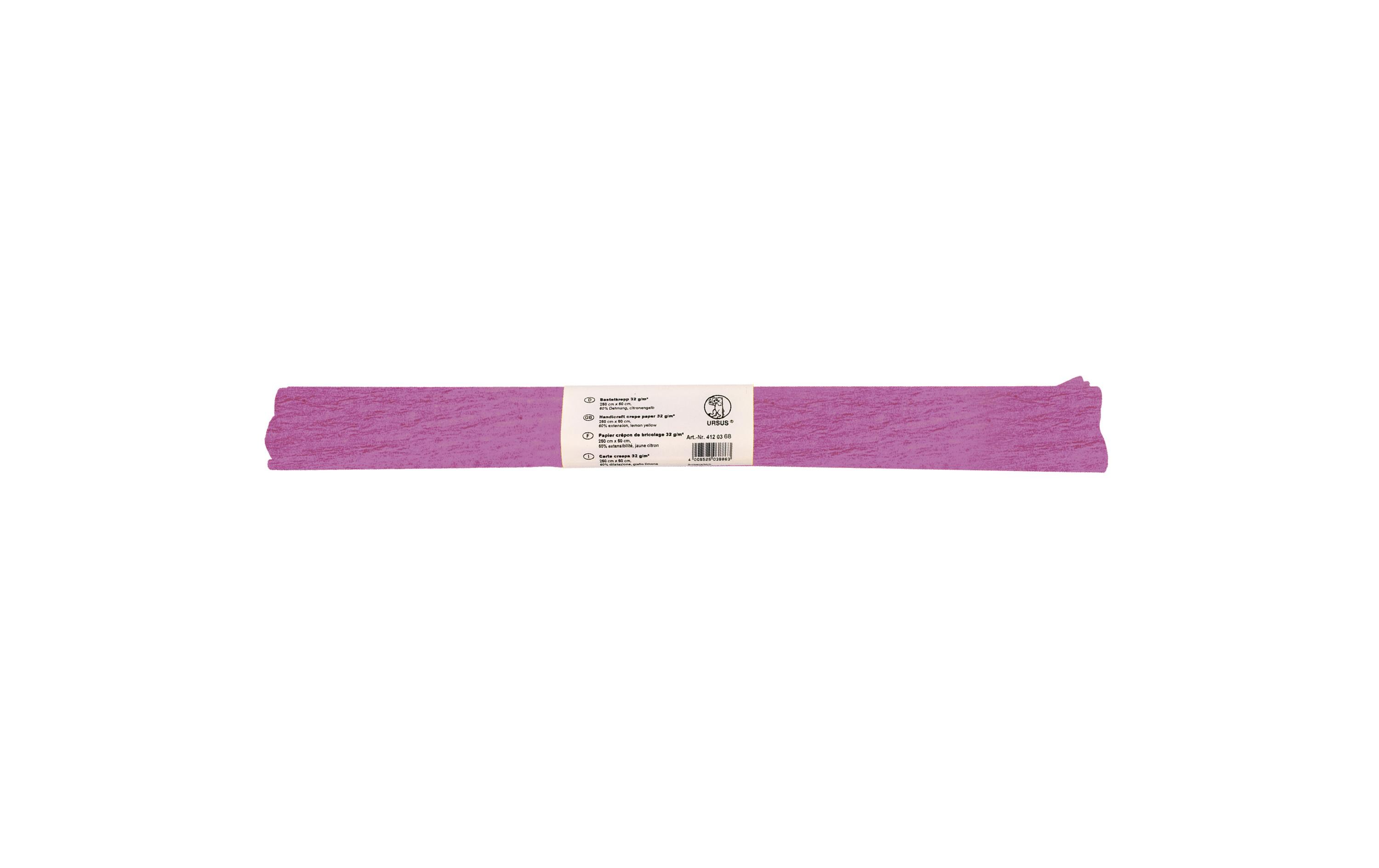 Krepppapier 50 cm x 2.5 m, 32 g/m², HelllilaBastelkrepp auf der Rolle