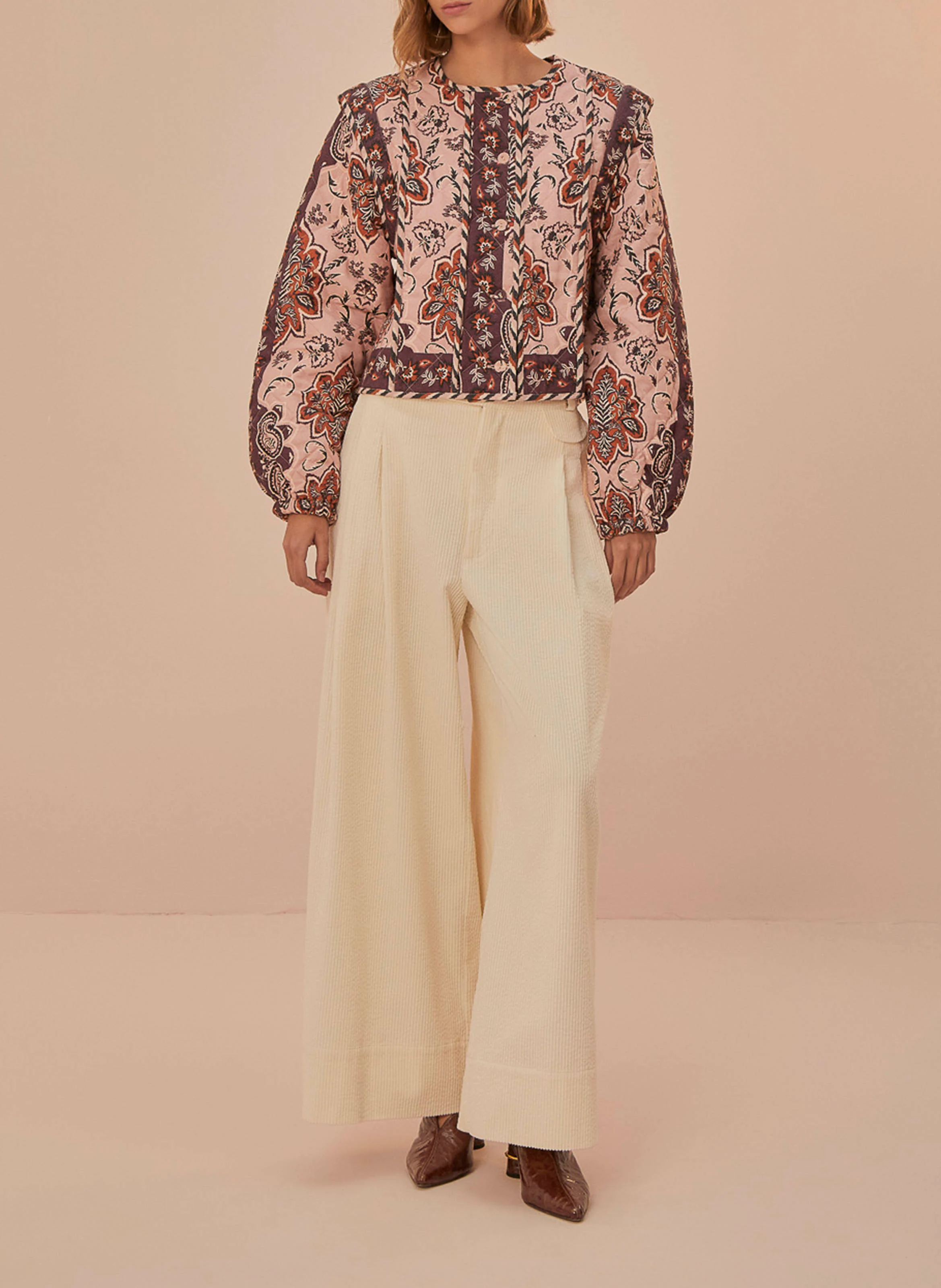 Veste droite en coton imprimé | Multicolore