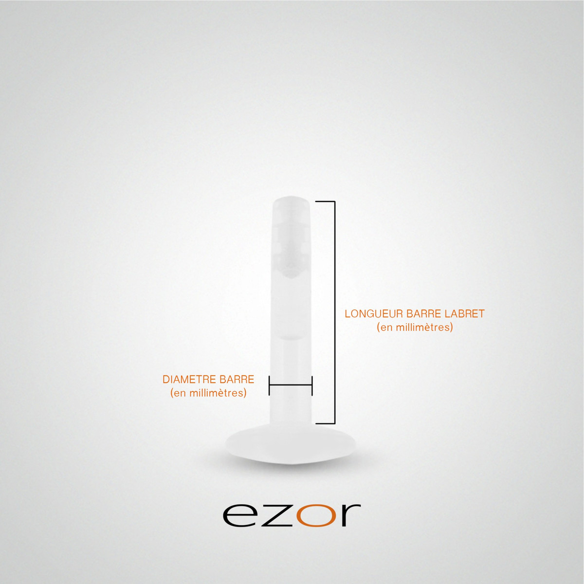 Piercing labret or blanc avec trois oxydes de zirconium