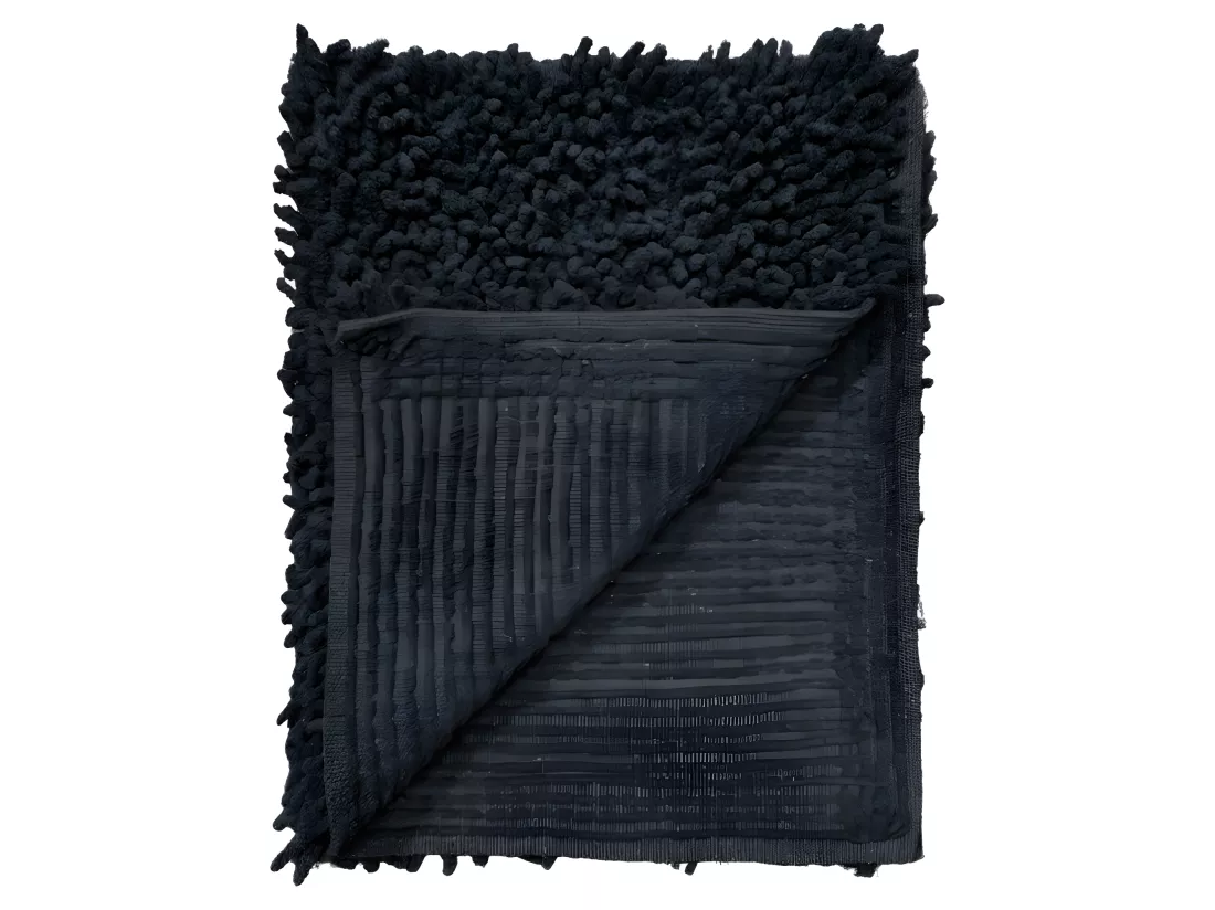 Tapis de salle de bain 40 x 60 cm coton chenille anthracite - NAPOLEON