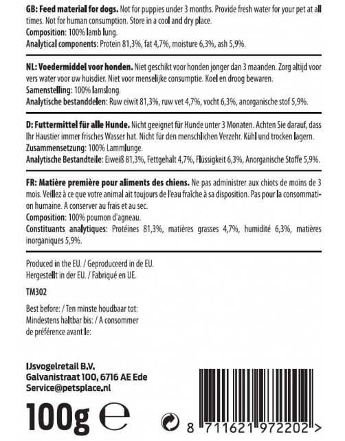 Timo Longen - Hondensnacks - Lam 100 g