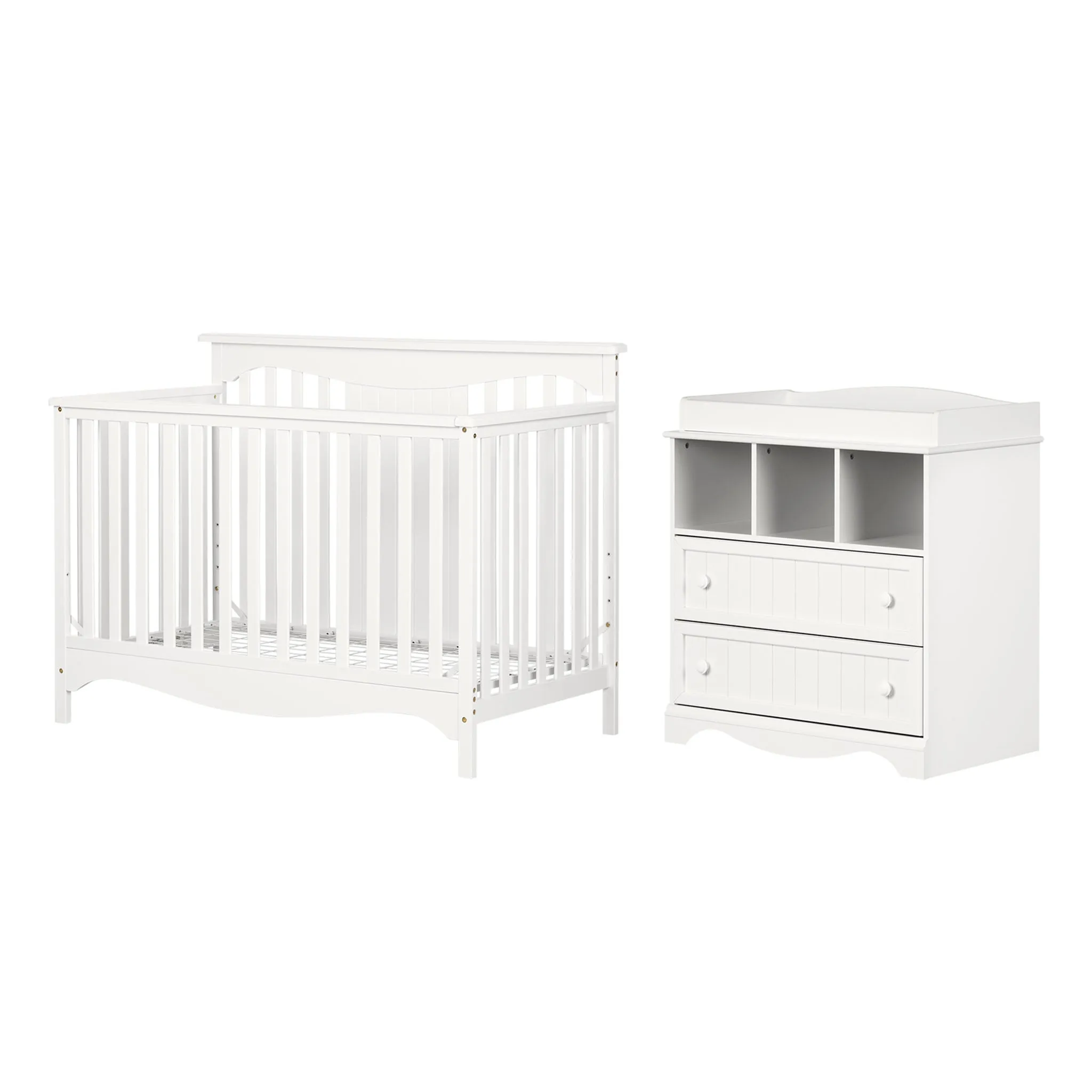 South Shore Ensemble lit de bébé et table à langer - Savannah Blanc solide