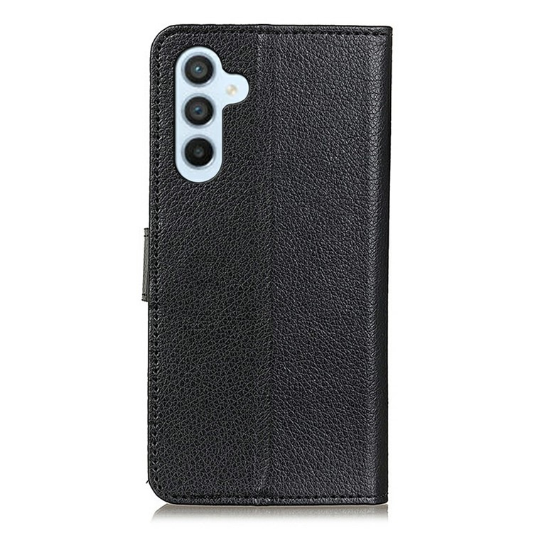 Samsung Galaxy A56 Leder Tasche Flip Cover Litchi Look - Schwarz