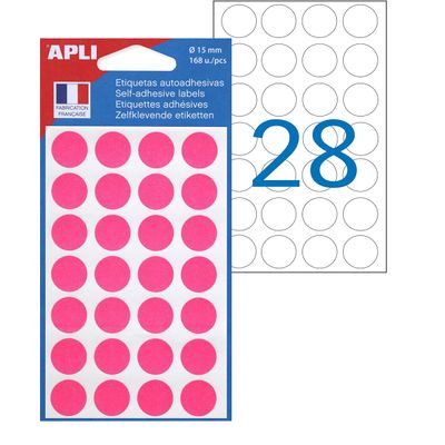 Apli Agipa - 168 Pastilles adhésives - rose - diamètre 15 mm - réf 111848