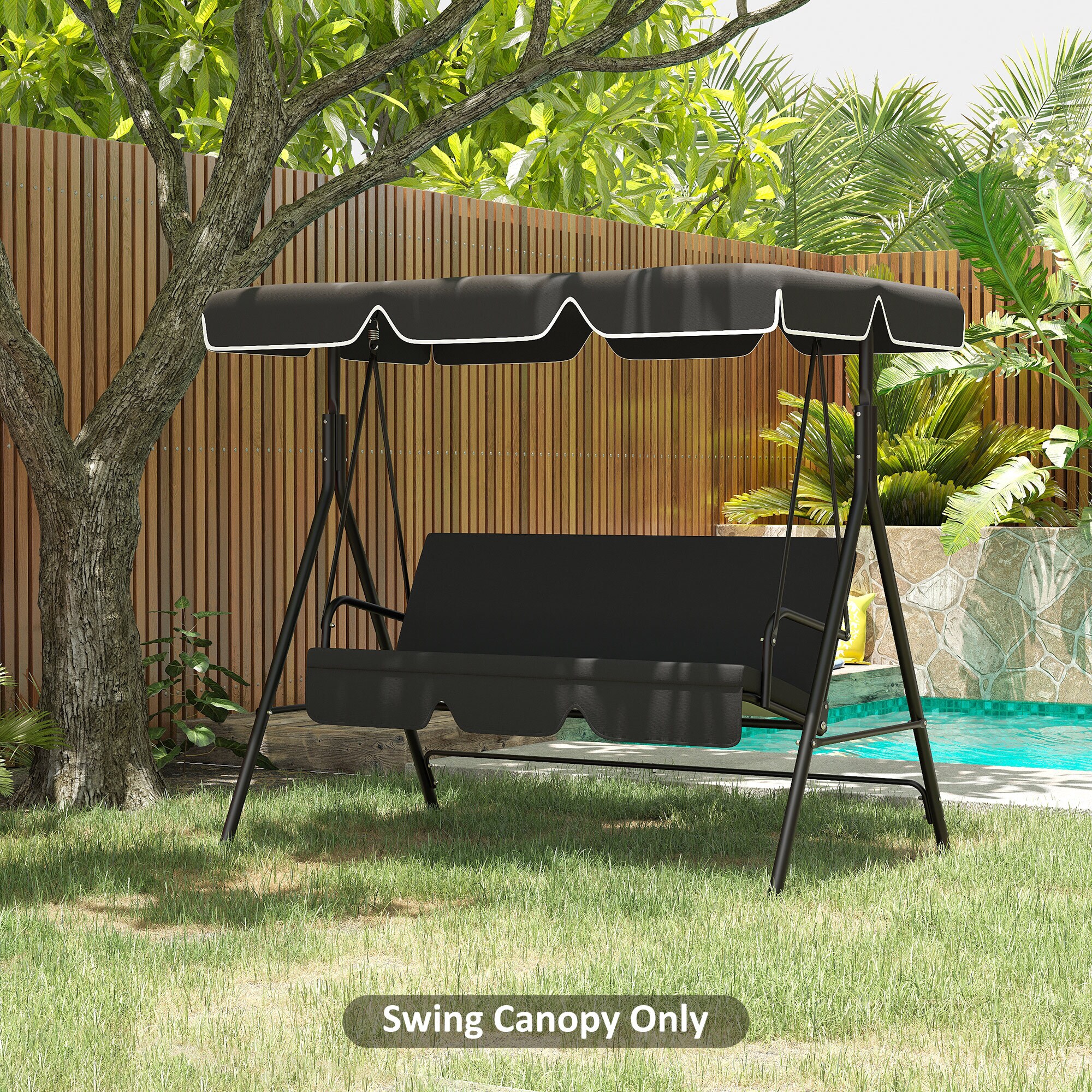 Outsunny Hollywoodschaukel Ersatzdach mit Schlaufenbefestigung schwarz 192L x 144B cm