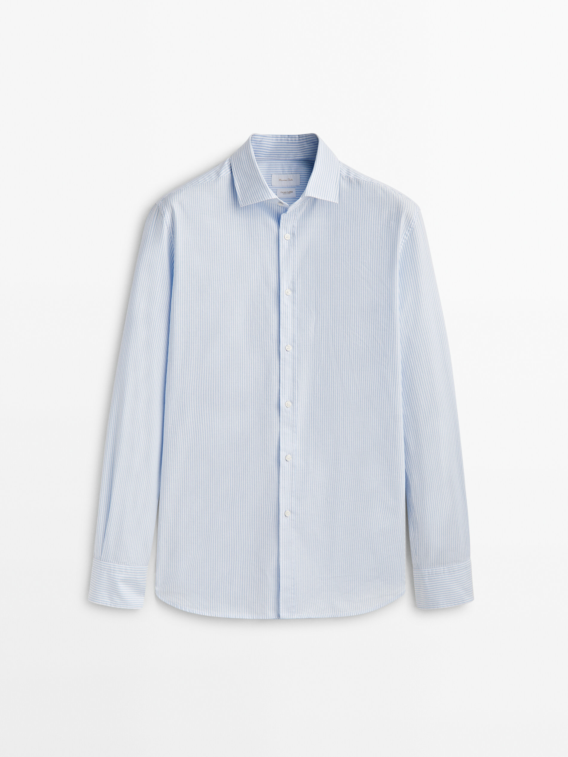 Camisa Oxford slim fit Rayas Algodón - AZUL CLARO