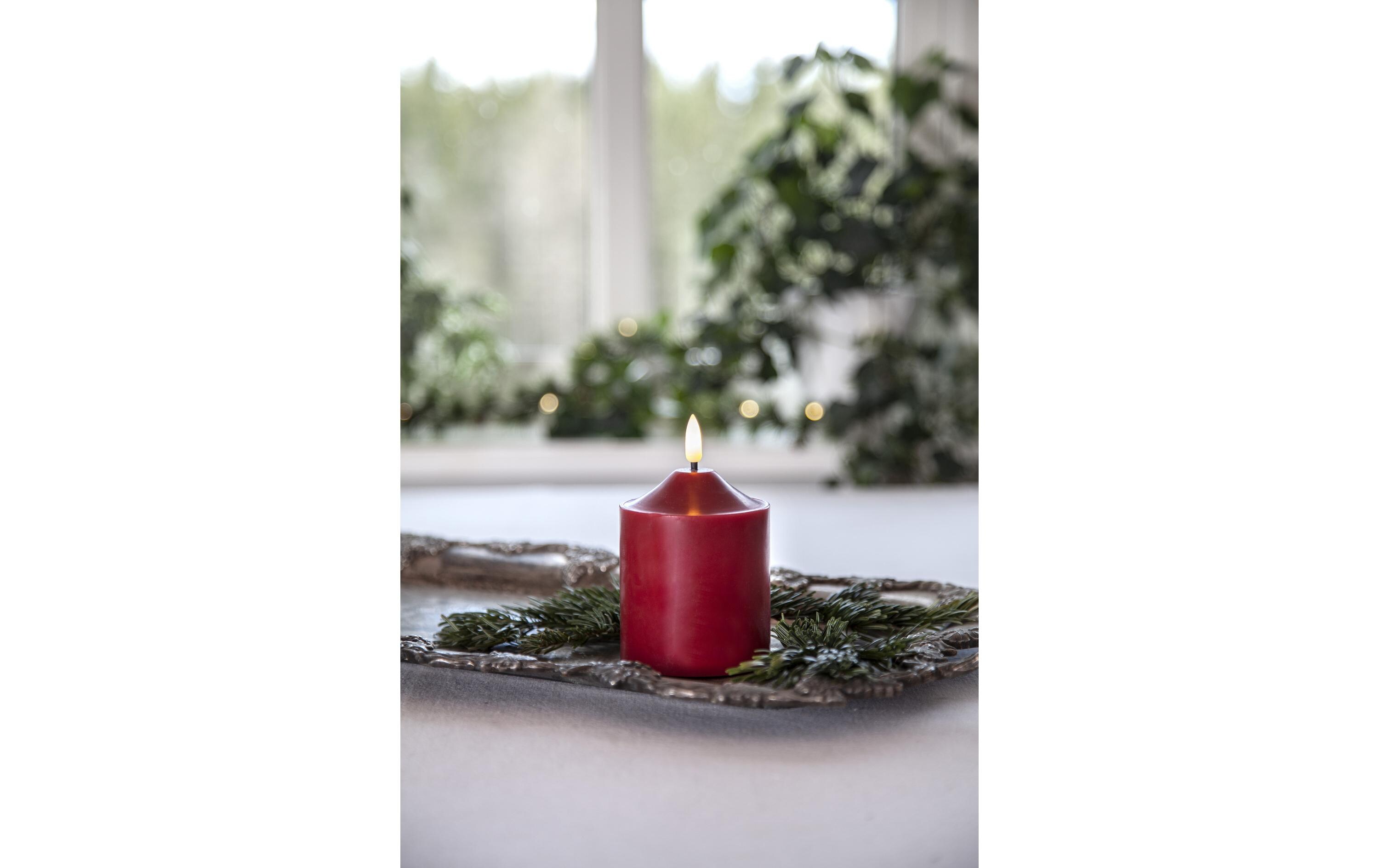 LED-Kerze Pillar Flamme, 12 cm, RotLED-Kerze für Innenbereich