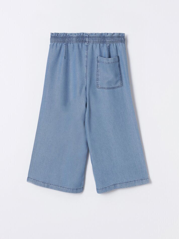 Calça jeans pantalona fluida - Índigo