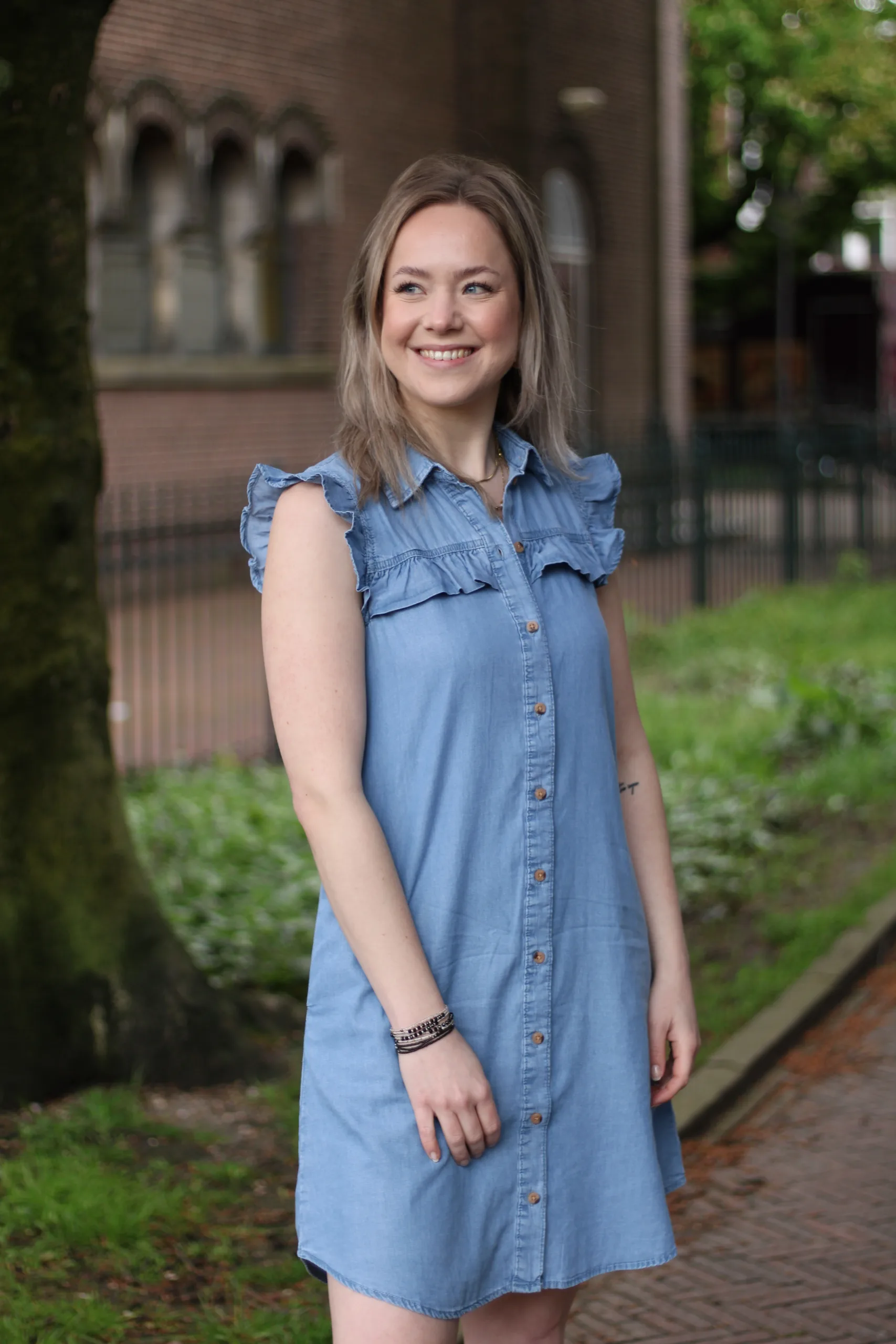 Culture - Aurelia Short Dress - Light Blue Wash