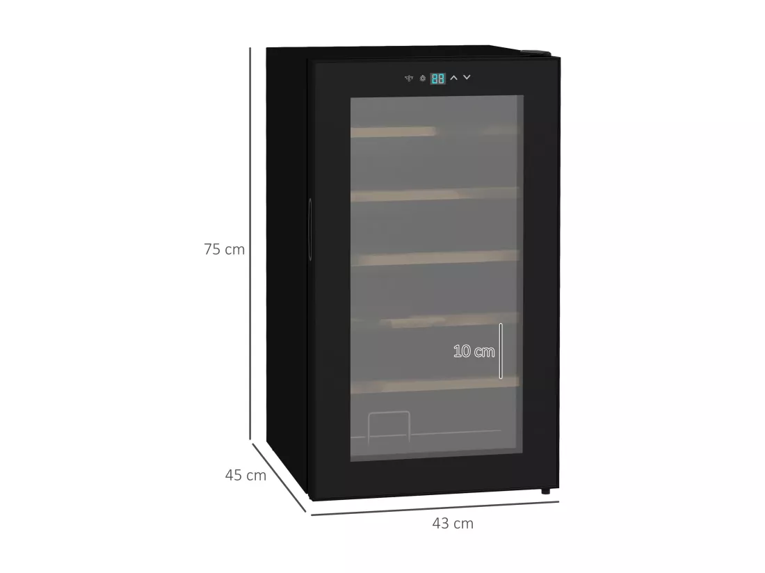 Cave à vin thermoélectrique 24 bouteilles panneau tactile écran LCD éclairage intérieur LED température réglable 5-20°C noir