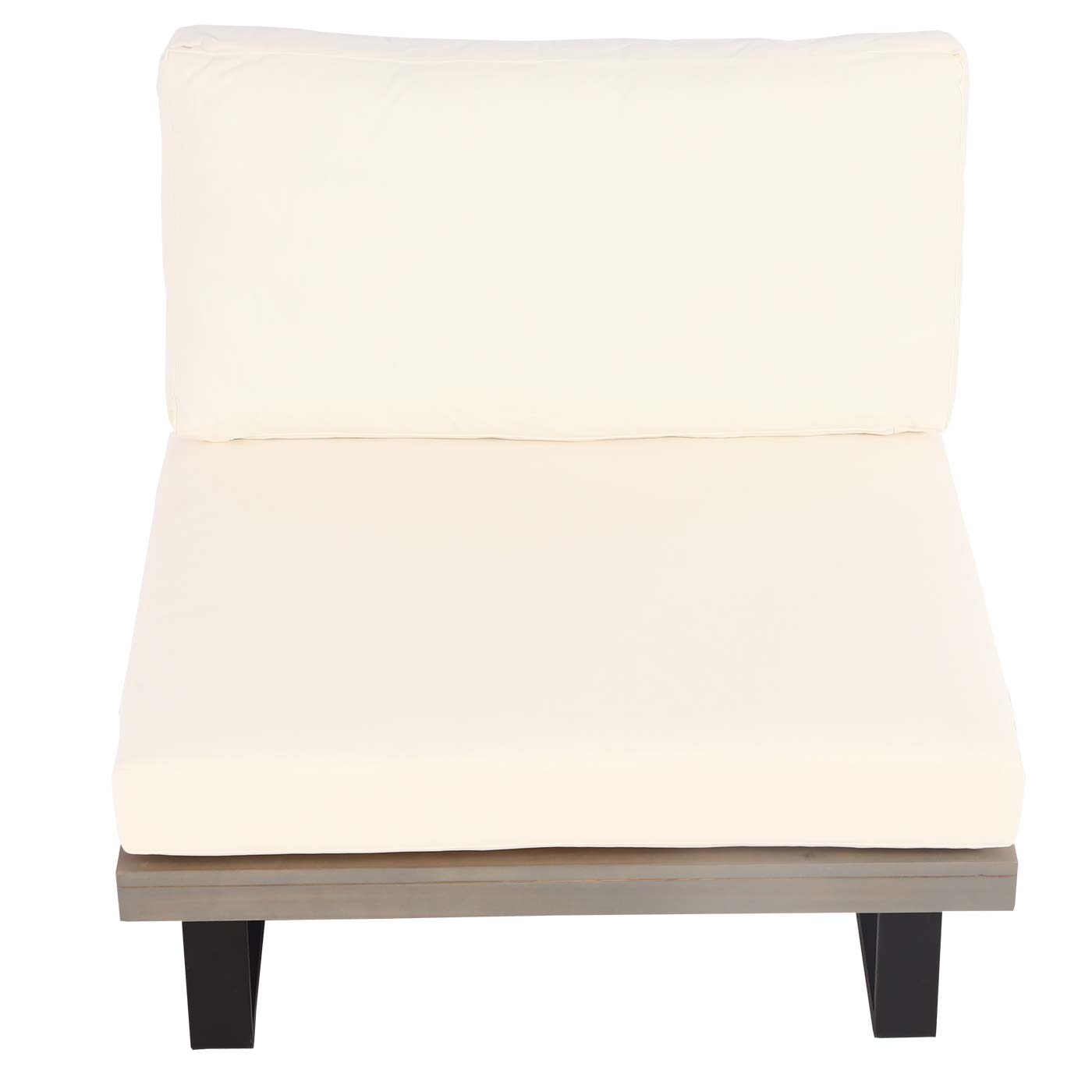 Lounge-Sessel MCW-H54, Garten-Sessel, Spun Poly Akazie Holz MVG-zertifiziert Aluminium ~ grau, Polster cremeweiß