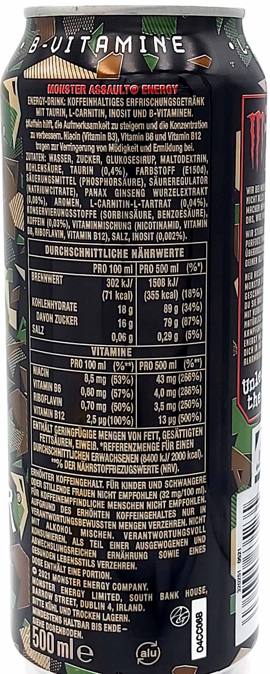 Monster Energy Assault 12x0,5l = 6L MHD:30.8.26
