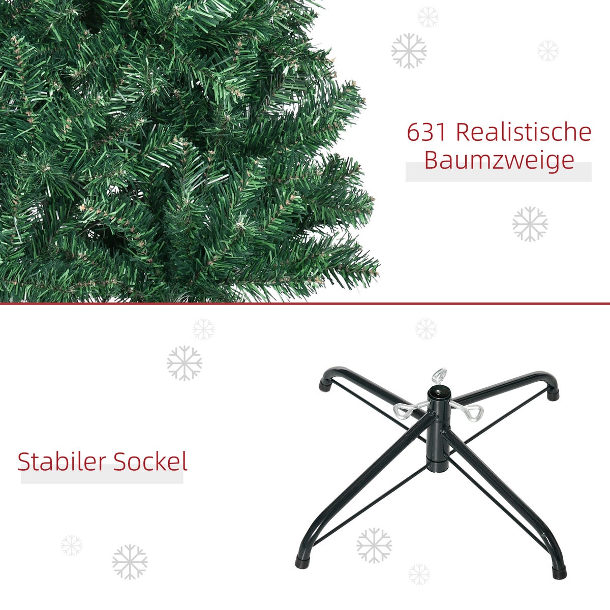HOMCOM Kerstboom, Ø81 x 210 cm, PVC, Groen