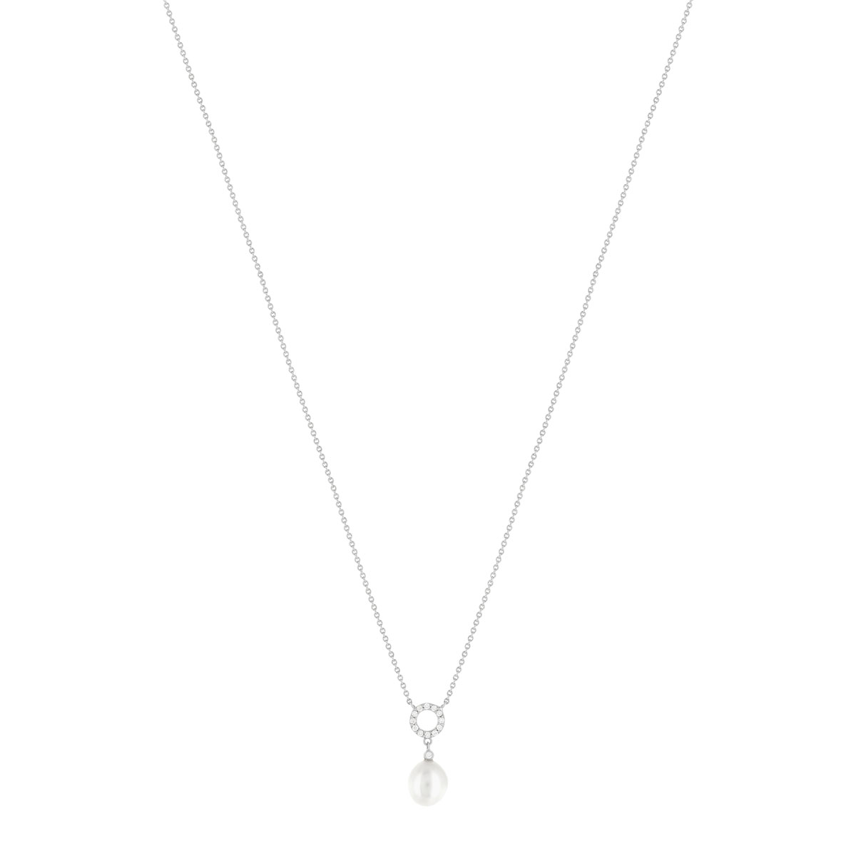 Collier argent 925 perle de culture de Chine zirconias 45 cm