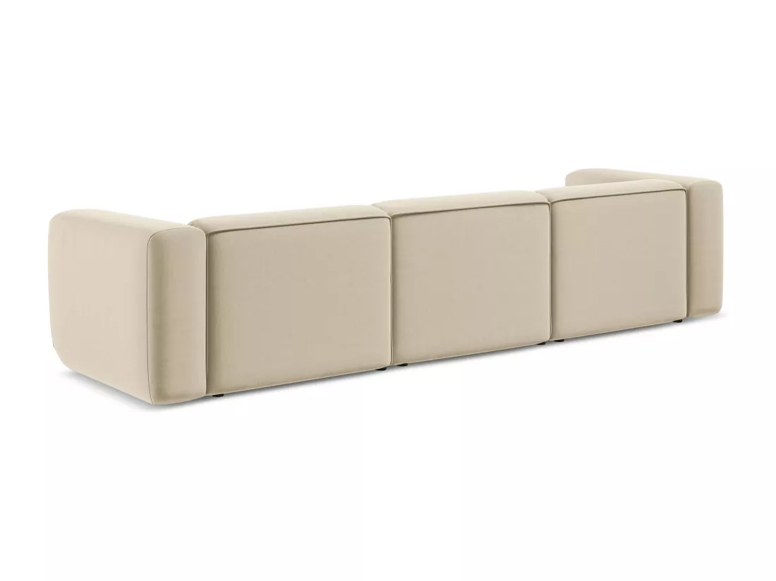 Canapé modulable 4 places en velours - beige clair - EKAHI