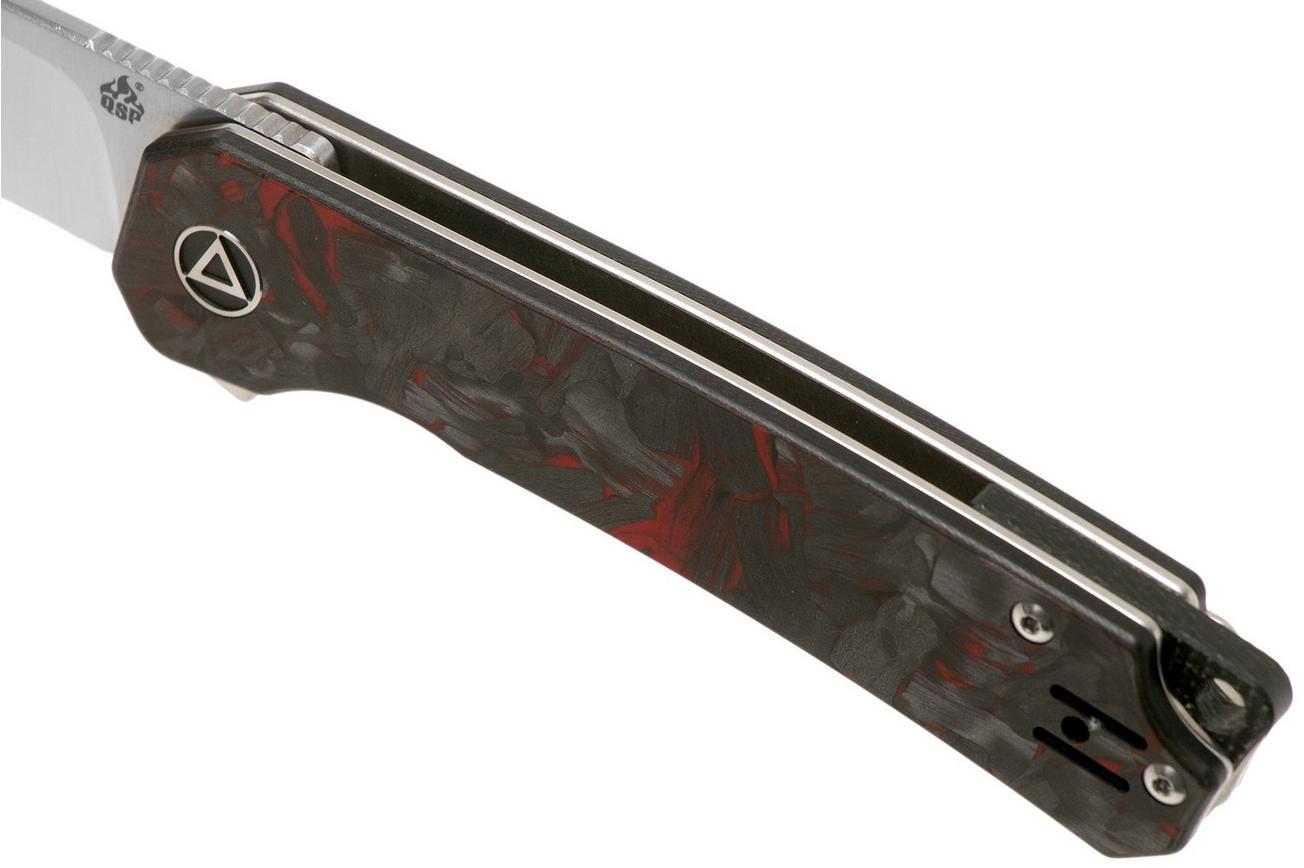 QSP Knife Osprey QS139-F1 Red Shredded Carbonfiber, Satin, zakmes
