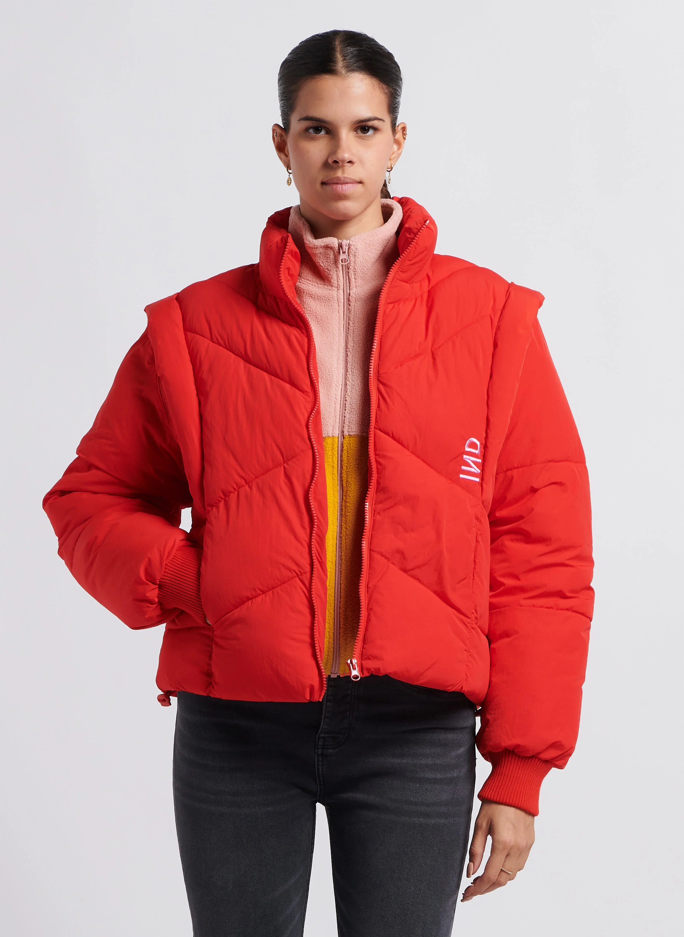 OWINGS - Doudoune col montant avec manches amovibles | Rouge