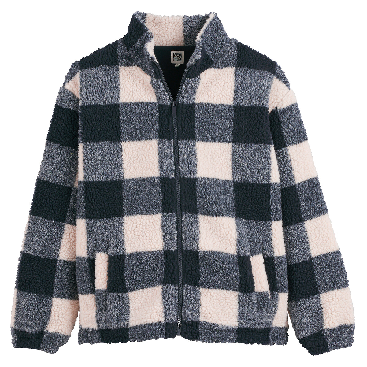 COLEÇÕES LA REDOUTE<br>Suéter xadrez com gola alta e zíper, em sherpa