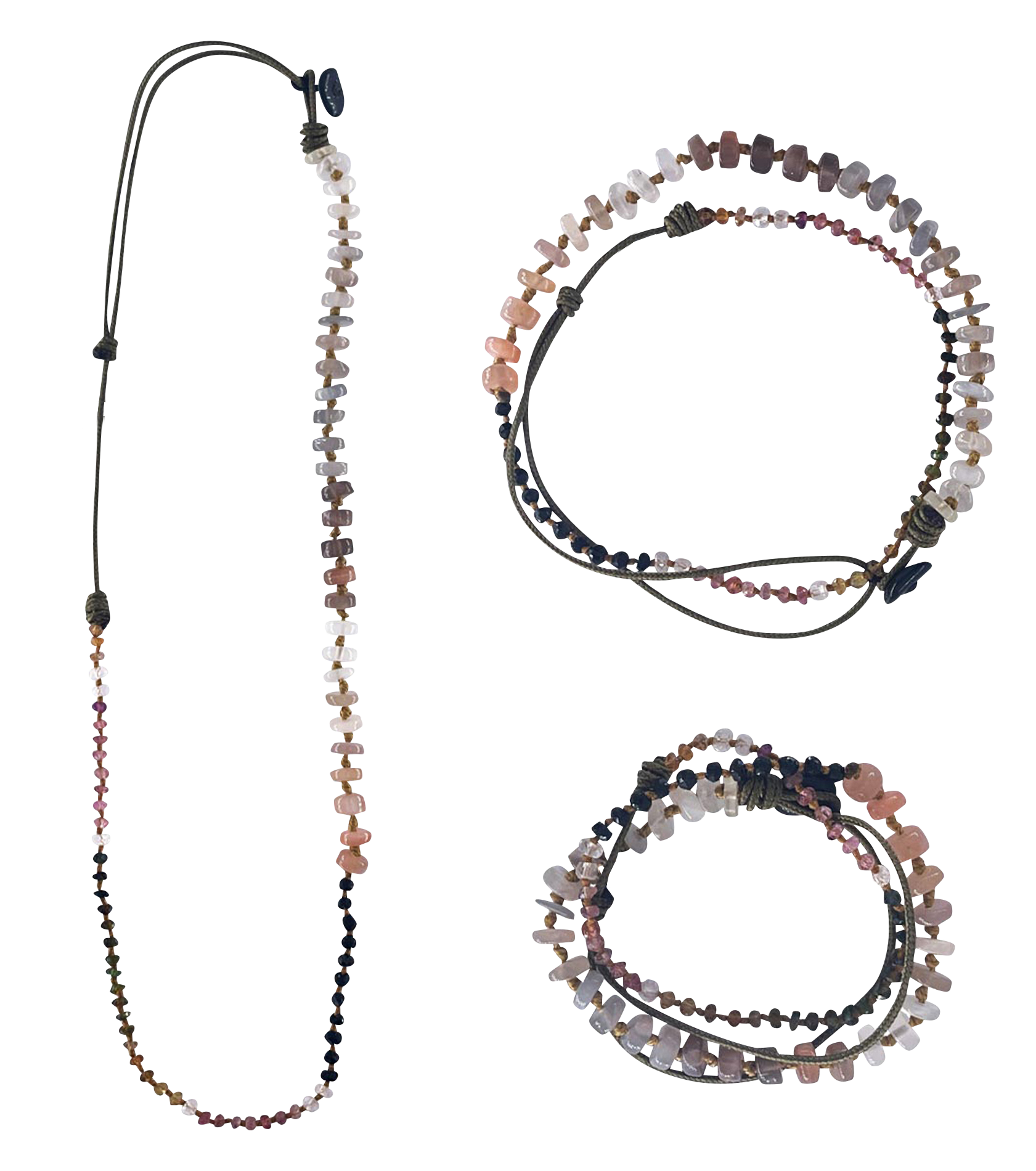 - Bijou 1/2/3 tours en pierres naturelles | Multicolore