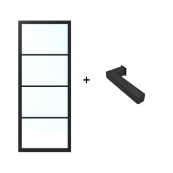 Lundia binnendeur Lumen En 1C03 blank glas zwart gegrondverfd opdek links 93 x 231,5 cm inclusief deurbeslag Tord