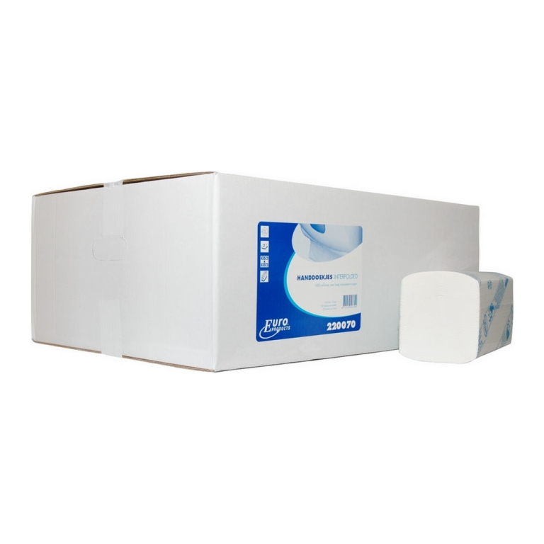 Euro Products | Vouwhanddoekjes 2-laags | Interfold | Cellulose | 22 x 32 cm | 3200 stuks