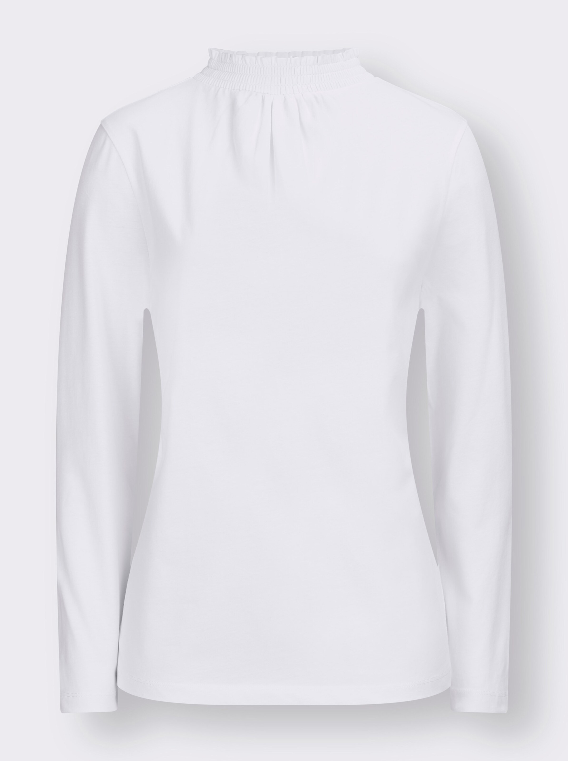 Stehkragenshirt mit Raffungen im Vorderteil
