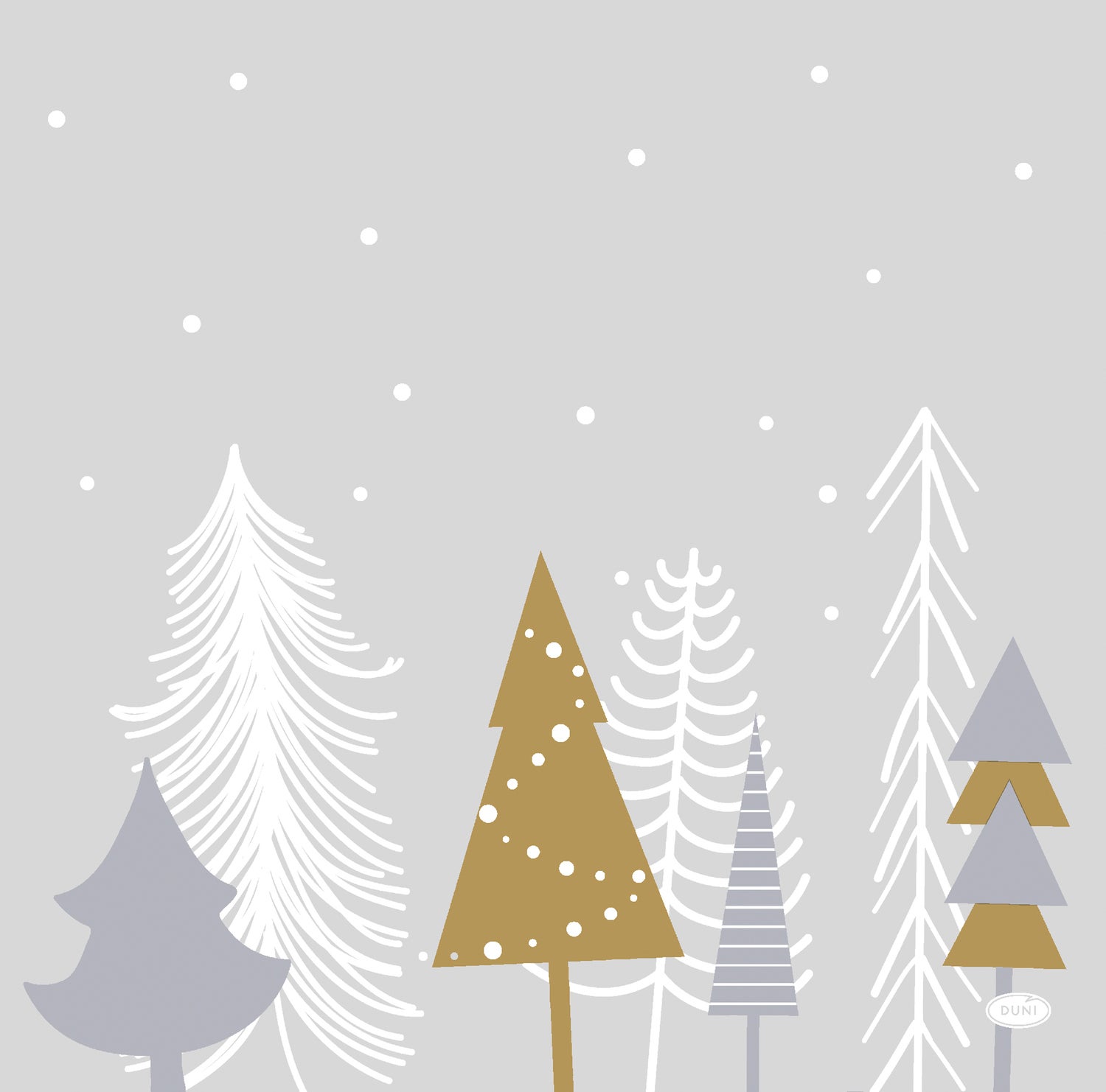 Duni servet Winter Trees grijs 40 x 40 cm 20 stuks