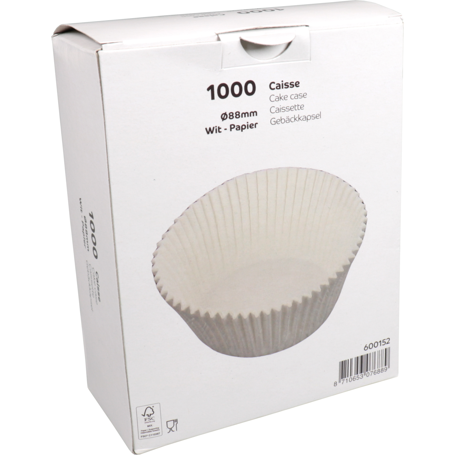 Caisse, papier, rond, Ø88mm, wit