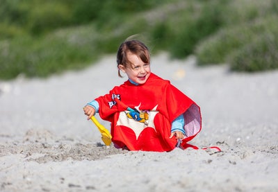 Swimpy Bamse Stranden Badeponcho, Rød