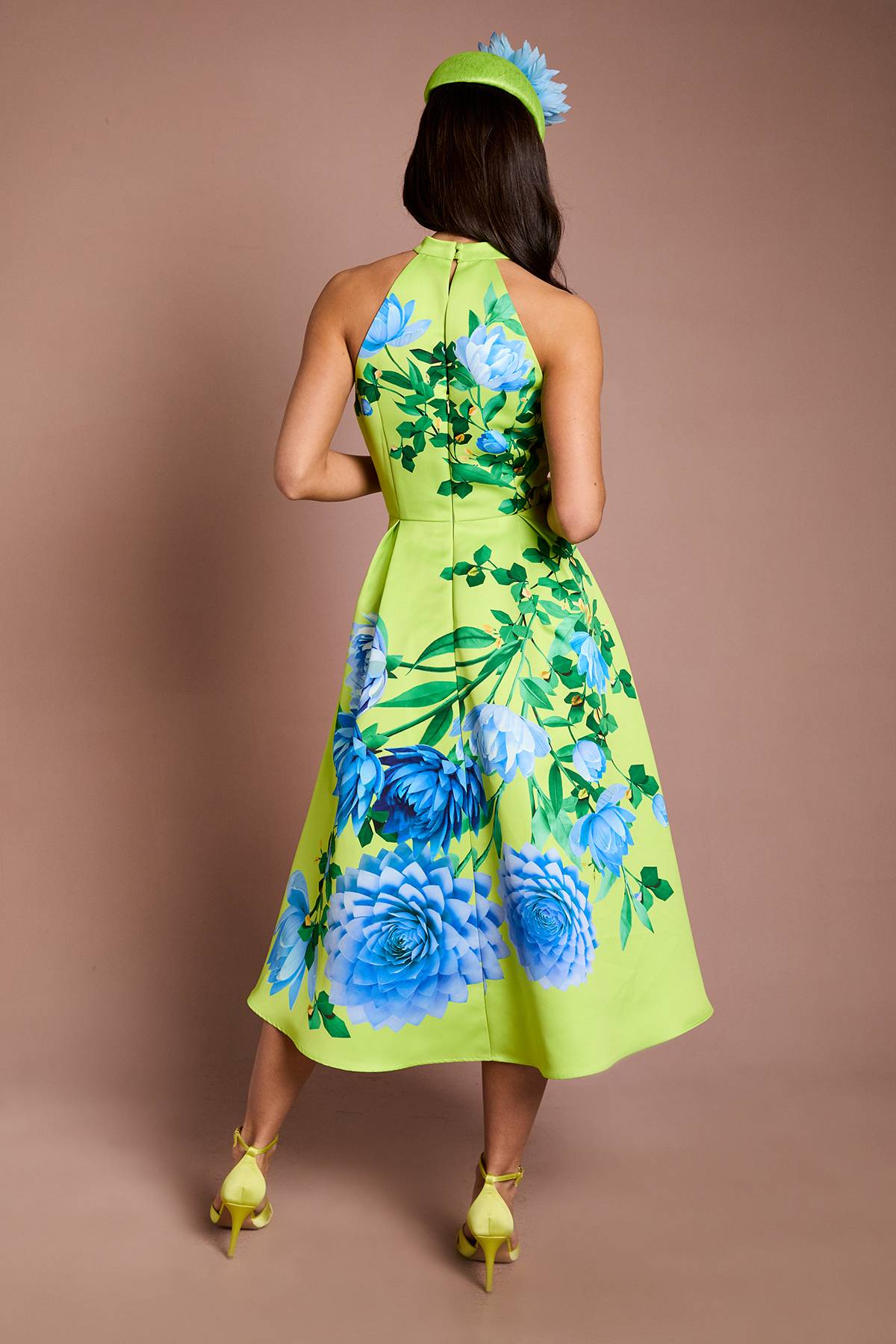 Coast Robe Midi Lisa À Imprimé Floral Avec Col Licou Beige