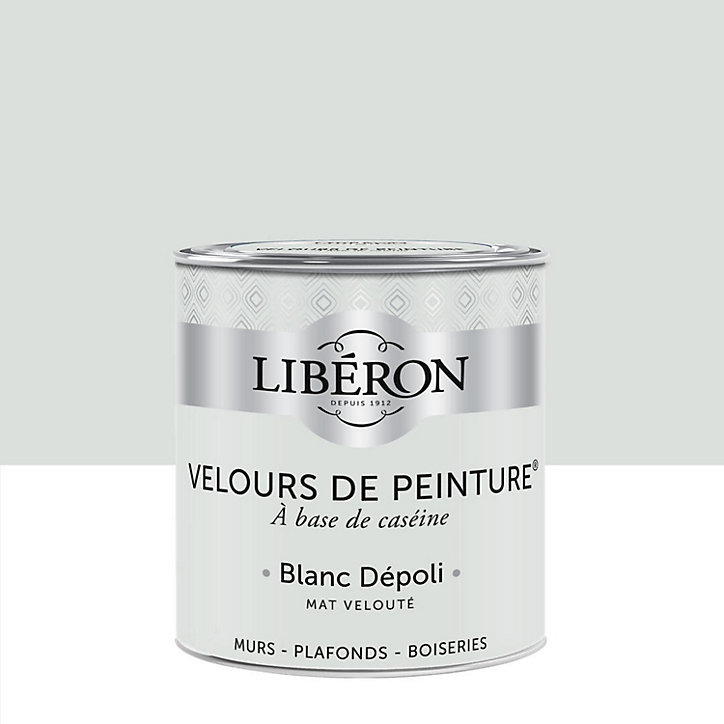 Peinture multisupport murs, plafonds et boiseries Velours de peinture gris blanc dépoli Libéron 0,5L